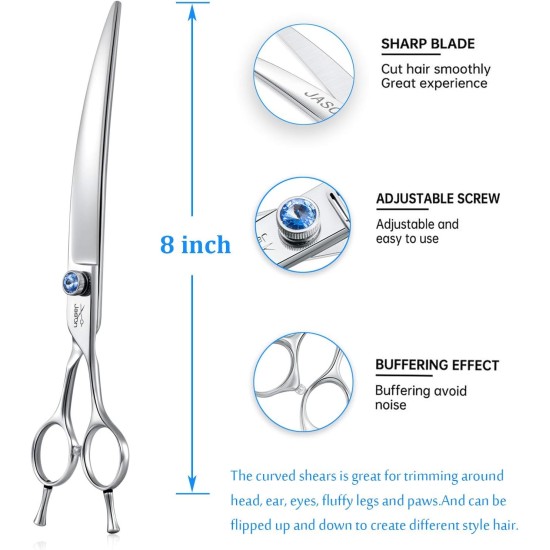 JASON Professional 7.5 Inch Thinning Scissors for Dogs Cats Pets Dog Scissors Grooming Scissors with Adjustable Screw 56 Teeth JASON Professional 7.5 Inch Thinning Scissors for Dogs Cats Pets Dog Scissors Grooming Scissors with Adjustable Screw 56 Teeth