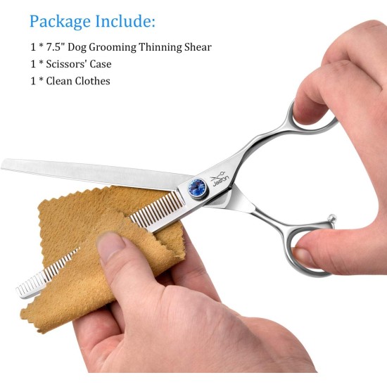 JASON Professional 7.5 Inch Thinning Scissors for Dogs Cats Pets Dog Scissors Grooming Scissors with Adjustable Screw 56 Teeth JASON Professional 7.5 Inch Thinning Scissors for Dogs Cats Pets Dog Scissors Grooming Scissors with Adjustable Screw 56 Teeth
