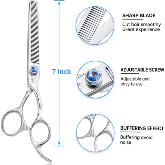 JASON Professional 7.5 Inch Thinning Scissors for Dogs Cats Pets Dog Scissors Grooming Scissors with Adjustable Screw 56 Teeth JASON Professional 7.5 Inch Thinning Scissors for Dogs Cats Pets Dog Scissors Grooming Scissors with Adjustable Screw 56 Teeth