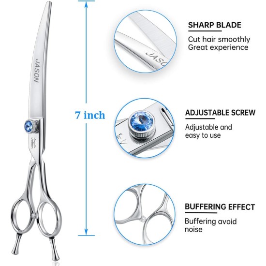 JASON Professional 7.5 Inch Thinning Scissors for Dogs Cats Pets Dog Scissors Grooming Scissors with Adjustable Screw 56 Teeth JASON Professional 7.5 Inch Thinning Scissors for Dogs Cats Pets Dog Scissors Grooming Scissors with Adjustable Screw 56 Teeth