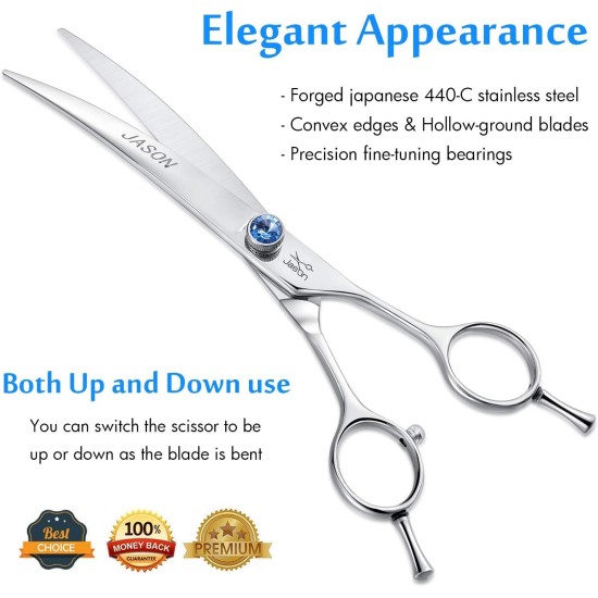 JASON Professional 7.5 Inch Thinning Scissors for Dogs Cats Pets Dog Scissors Grooming Scissors with Adjustable Screw 56 Teeth JASON Professional 7.5 Inch Thinning Scissors for Dogs Cats Pets Dog Scissors Grooming Scissors with Adjustable Screw 56 Teeth