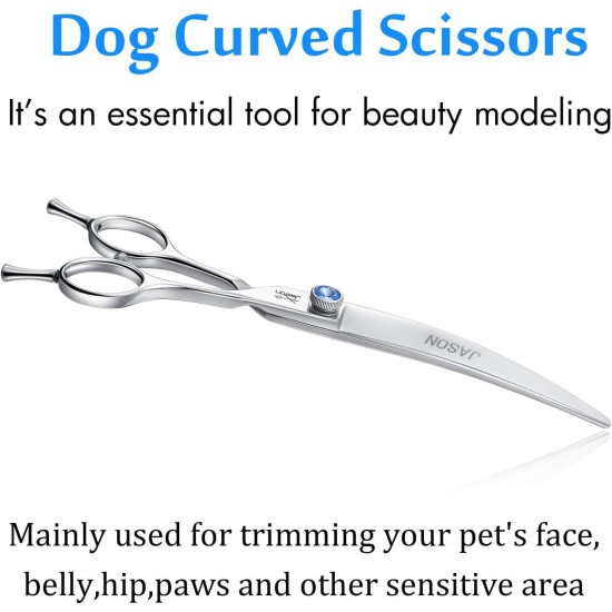 JASON Professional 7.5 Inch Thinning Scissors for Dogs Cats Pets Dog Scissors Grooming Scissors with Adjustable Screw 56 Teeth JASON Professional 7.5 Inch Thinning Scissors for Dogs Cats Pets Dog Scissors Grooming Scissors with Adjustable Screw 56 Teeth