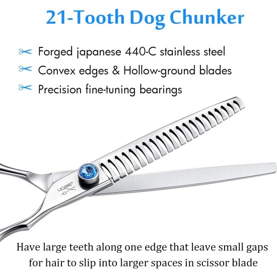 JASON Professional 7.5 Inch Thinning Scissors for Dogs Cats Pets Dog Scissors Grooming Scissors with Adjustable Screw 56 Teeth JASON Professional 7.5 Inch Thinning Scissors for Dogs Cats Pets Dog Scissors Grooming Scissors with Adjustable Screw 56 Teeth