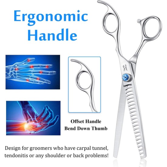 JASON Professional 7.5 Inch Thinning Scissors for Dogs Cats Pets Dog Scissors Grooming Scissors with Adjustable Screw 56 Teeth JASON Professional 7.5 Inch Thinning Scissors for Dogs Cats Pets Dog Scissors Grooming Scissors with Adjustable Screw 56 Teeth