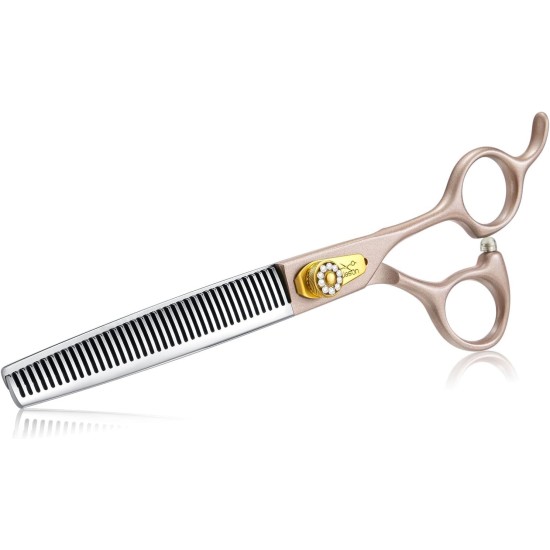 JASON Professional Dog Scissors Set 6 in 1 Fur Scissors for Dogs Set - 7 Inch Straight/Curved/Chunker Thinning Scissors with Ergonomic Handle, Rose Gold JASON Professional Dog Scissors Set 6 in 1 Fur Scissors for Dogs Set - 7 Inch Straight/Curved/Chunker Thinning Scissors with Ergonomic Handle, Rose Gold
