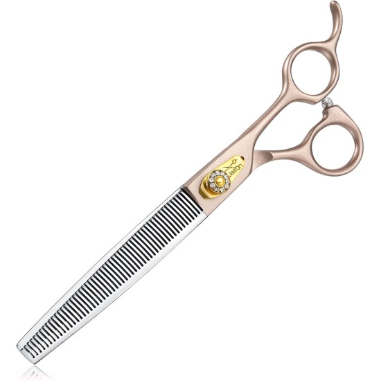 JASON Professional Dog Scissors Set 6 in 1 Fur Scissors for Dogs Set - 7 Inch Straight/Curved/Chunker Thinning Scissors with Ergonomic Handle, Rose Gold JASON Professional Dog Scissors Set 6 in 1 Fur Scissors for Dogs Set - 7 Inch Straight/Curved/Chunker Thinning Scissors with Ergonomic Handle, Rose Gold