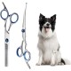 JRYGAC Set of 2 Dog Scissors, Professional Dog Scissors Set, Dog Scissors Curved, Fur Scissors for Dogs and Cats, Stainless Steel Safety Round Tip Grooming Scissors for Dogs, Cats, Pets (Blue)