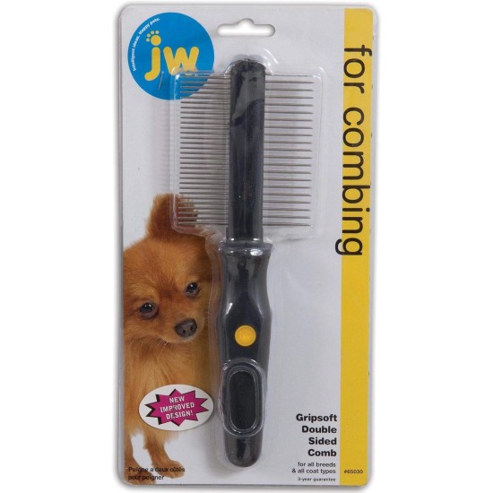 JW Pet Company GripSoft Double Sided Comb Dog Comb
