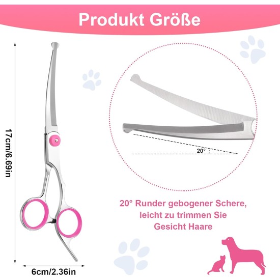 Jostift Dog Scissors, Curved Scissors, Dog Fur Scissors for Dogs and Cats, Professional Round Grooming Dog Scissors, Stainless Steel Grooming Scissors, Dog Grooming Scissors for Cats and Other Pets Jostift Dog Scissors, Curved Scissors, Dog Fur Scissors for Dogs and Cats, Professional Round Grooming Dog Scissors, Stainless Steel Grooming Scissors, Dog Grooming Scissors for Cats and Other Pets