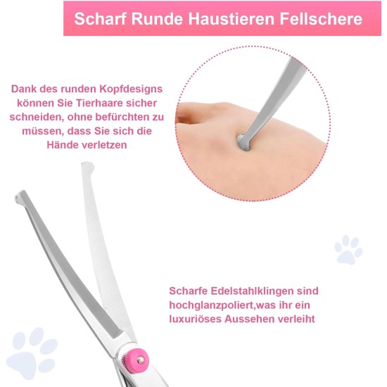 Jostift Dog Scissors, Curved Scissors, Dog Fur Scissors for Dogs and Cats, Professional Round Grooming Dog Scissors, Stainless Steel Grooming Scissors, Dog Grooming Scissors for Cats and Other Pets Jostift Dog Scissors, Curved Scissors, Dog Fur Scissors for Dogs and Cats, Professional Round Grooming Dog Scissors, Stainless Steel Grooming Scissors, Dog Grooming Scissors for Cats and Other Pets