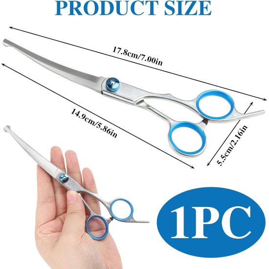 Joynine Dog Scissors, Curved Scissors for Pet Grooming, Scissors for Dogs, Curved Scissors for Grooming, 17 cm, Ideal for Cutting Dog and Cat Hair Joynine Dog Scissors, Curved Scissors for Pet Grooming, Scissors for Dogs, Curved Scissors for Grooming, 17 cm, Ideal for Cutting Dog and Cat Hair