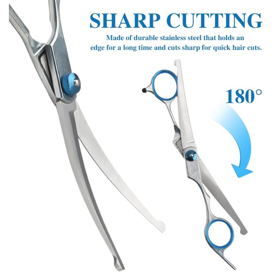 Joynine Dog Scissors, Curved Scissors for Pet Grooming, Scissors for Dogs, Curved Scissors for Grooming, 17 cm, Ideal for Cutting Dog and Cat Hair Joynine Dog Scissors, Curved Scissors for Pet Grooming, Scissors for Dogs, Curved Scissors for Grooming, 17 cm, Ideal for Cutting Dog and Cat Hair