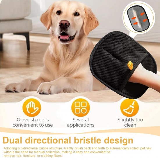 KLEHOPE Pack of 2 Cat Hair Remover Glove, Bi-Directional Glove Pet Hair Removal, Black Cat Grooming Glove with Dematting Comb, for Furniture, Carpets and Cats and Dogs KLEHOPE Pack of 2 Cat Hair Remover Glove, Bi-Directional Glove Pet Hair Removal, Black Cat Grooming Glove with Dematting Comb, for Furniture, Carpets and Cats and Dogs