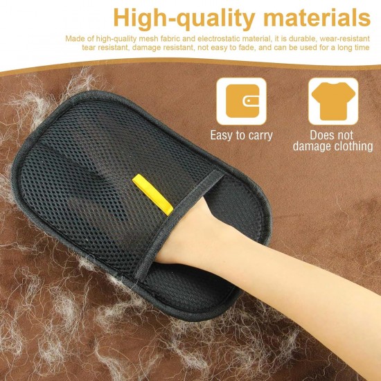 KLEHOPE Pack of 2 Cat Hair Remover Glove, Bi-Directional Glove Pet Hair Removal, Black Cat Grooming Glove with Dematting Comb, for Furniture, Carpets and Cats and Dogs KLEHOPE Pack of 2 Cat Hair Remover Glove, Bi-Directional Glove Pet Hair Removal, Black Cat Grooming Glove with Dematting Comb, for Furniture, Carpets and Cats and Dogs