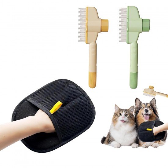KLEHOPE Pack of 2 Cat Hair Remover Glove, Bi-Directional Glove Pet Hair Removal, Black Cat Grooming Glove with Dematting Comb, for Furniture, Carpets and Cats and Dogs KLEHOPE Pack of 2 Cat Hair Remover Glove, Bi-Directional Glove Pet Hair Removal, Black Cat Grooming Glove with Dematting Comb, for Furniture, Carpets and Cats and Dogs