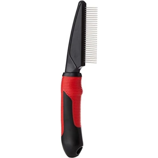 Karlie Grooming Comb with Rotating Teeth - Dog Combs - Short/Long - Rubber - Red/Black - 21 x 5 cm Karlie Grooming Comb with Rotating Teeth - Dog Combs - Short/Long - Rubber - Red/Black - 21 x 5 cm