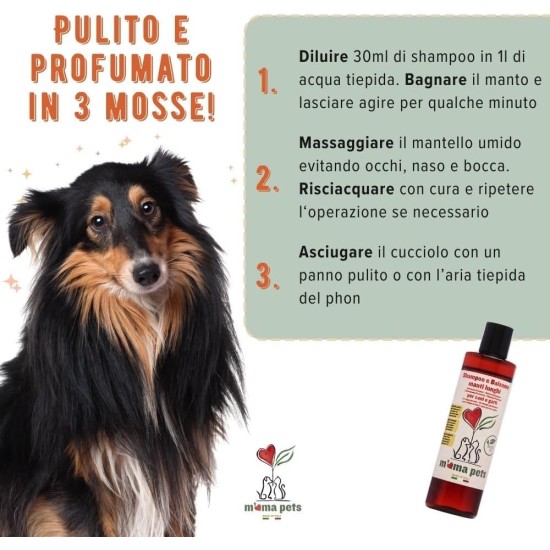 M' MA PETS Shampoo + Balsam für Hunde und Katzen - Für sauberes, weiches und leichter kämmbares Fell - 250 Ml M' MA PETS Shampoo + Balsam für Hunde und Katzen - Für sauberes, weiches und leichter kämmbares Fell - 250 Ml