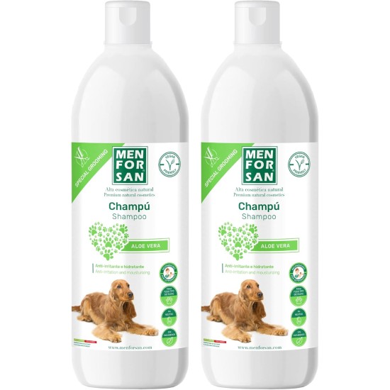MENFORSAN Aloe Vera Dog Shampoo 1 Litre Pack of 2 Green MENFORSAN Aloe Vera Dog Shampoo 1 Litre Pack of 2 Green