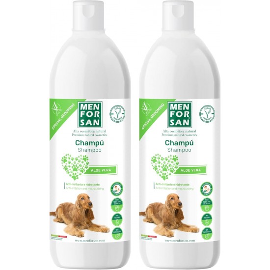 MENFORSAN Aloe Vera Dog Shampoo 1 Litre Pack of 2 Green MENFORSAN Aloe Vera Dog Shampoo 1 Litre Pack of 2 Green