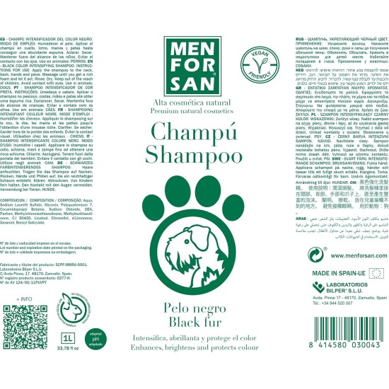 MENFORSAN Black Shampoo for Dogs Colour Intensifier Shine Enhancer Removes Orange Tones Deep Moisturiser 1 L MENFORSAN Black Shampoo for Dogs Colour Intensifier Shine Enhancer Removes Orange Tones Deep Moisturiser 1 L