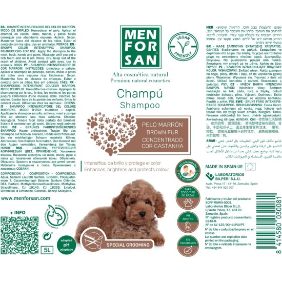MENFORSAN Brown Hair Shampoo for Dogs Colour Intensification Shine Enhancer Removes Orange Tones Deep Moisturiser 5 L MENFORSAN Brown Hair Shampoo for Dogs Colour Intensification Shine Enhancer Removes Orange Tones Deep Moisturiser 5 L