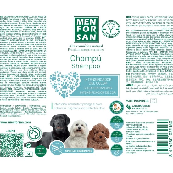 MENFORSAN Colour Intensifying Shampoo for Dogs 5 Litres Intensifies and Protects Colour Gives Shine Vegan Product MENFORSAN Colour Intensifying Shampoo for Dogs 5 Litres Intensifies and Protects Colour Gives Shine Vegan Product