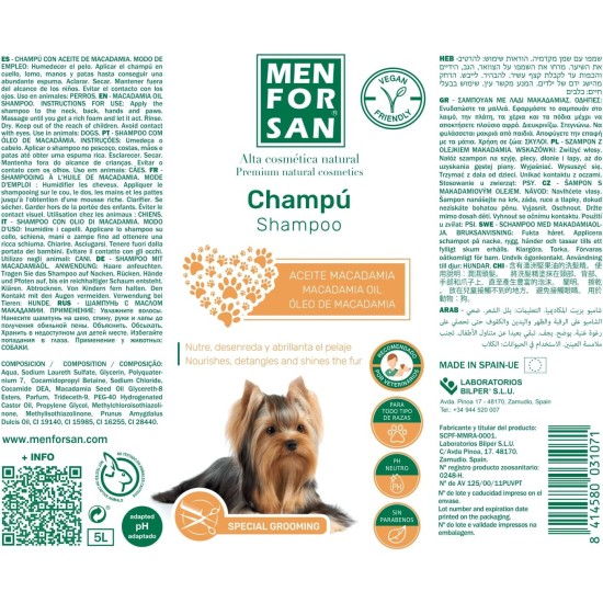 MENFORSAN Macadamia Oil Shampoo for Dogs, Nourishes and Shines Coat, Detangling Effect, Anti-Frizz and Regenerating Properties, Citrus 300ml MENFORSAN Macadamia Oil Shampoo for Dogs, Nourishes and Shines Coat, Detangling Effect, Anti-Frizz and Regenerating Properties, Citrus 300ml