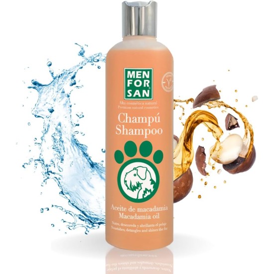 MENFORSAN Macadamia Oil Shampoo for Dogs, Nourishes and Shines Coat, Detangling Effect, Anti-Frizz and Regenerating Properties, Citrus 300ml MENFORSAN Macadamia Oil Shampoo for Dogs, Nourishes and Shines Coat, Detangling Effect, Anti-Frizz and Regenerating Properties, Citrus 300ml
