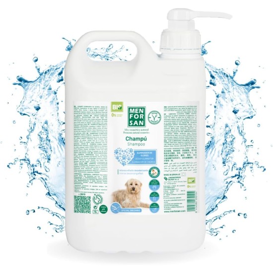 MENFORSAN Odour Eliminating Dog Shampoo, Eliminates Bad Odours from Fur Talcum Blue 5L MENFORSAN Odour Eliminating Dog Shampoo, Eliminates Bad Odours from Fur Talcum Blue 5L