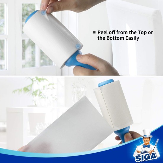 MR.SIGA Extra Sticky Lint Roller, Lint Roller, Lint Remover, Pet Hair Lint Roller with Easy Tear Sheets, 450 Sheets Total, Pack of 5, Blue MR.SIGA Extra Sticky Lint Roller, Lint Roller, Lint Remover, Pet Hair Lint Roller with Easy Tear Sheets, 450 Sheets Total, Pack of 5, Blue