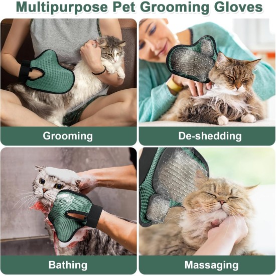 Makife Pet Grooming Glove, Deshedding Gloves for Dogs, Cats, Grooming Glove for Dogs, Cats and Horses, Green Makife Pet Grooming Glove, Deshedding Gloves for Dogs, Cats, Grooming Glove for Dogs, Cats and Horses, Green