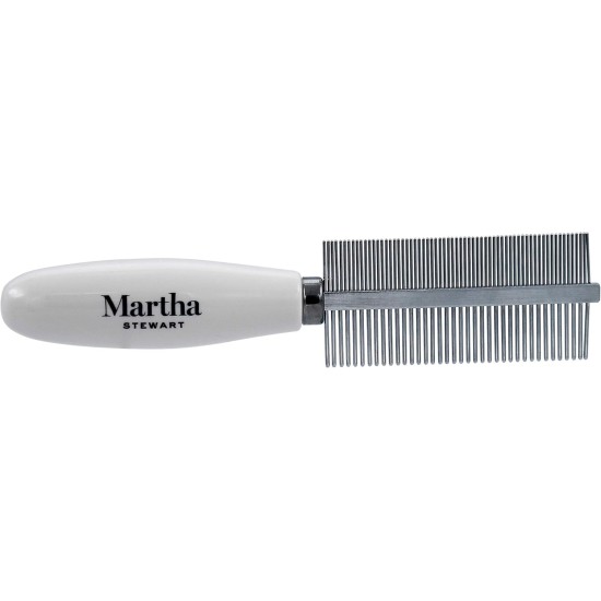 Martha Stewart For Pets Double Sided Comb for Dogs | 2-in-1 Dog Grooming Comb with Stainless Steel Pins | Wet or Dry Brush for Small Dogs | Dog Grooming Accessories, Dog Hair Brush, Dog Comb Martha Stewart For Pets Double Sided Comb for Dogs | 2-in-1 Dog Grooming Comb with Stainless Steel Pins | Wet or Dry Brush for Small Dogs | Dog Grooming Accessories, Dog Hair Brush, Dog Comb