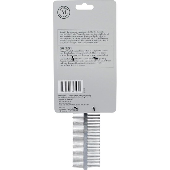 Martha Stewart For Pets Double Sided Comb for Dogs | 2-in-1 Dog Grooming Comb with Stainless Steel Pins | Wet or Dry Brush for Small Dogs | Dog Grooming Accessories, Dog Hair Brush, Dog Comb Martha Stewart For Pets Double Sided Comb for Dogs | 2-in-1 Dog Grooming Comb with Stainless Steel Pins | Wet or Dry Brush for Small Dogs | Dog Grooming Accessories, Dog Hair Brush, Dog Comb