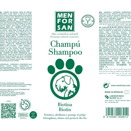 Menforsan Biotin Shampoo for Dogs, Regenerates Coat, Strengthens Hair Roots, Prevents Seborrheic Dermatitis, Shines 300 ml Menforsan Biotin Shampoo for Dogs, Regenerates Coat, Strengthens Hair Roots, Prevents Seborrheic Dermatitis, Shines 300 ml