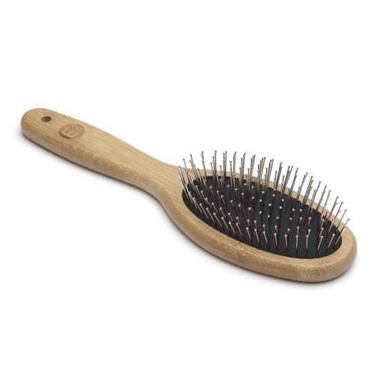 Mikki 6280012 Bamboo Brush with Ball Heads for Medium Length and Thick Coat, for Dogs and Cats, Made from Sustainable Bamboo. For the Care of Shaggy Fur, Small, S, 58 g, Brown Mikki 6280012 Bamboo Brush with Ball Heads for Medium Length and Thick Coat, for Dogs and Cats, Made from Sustainable Bamboo. For the Care of Shaggy Fur, Small, S, 58 g, Brown