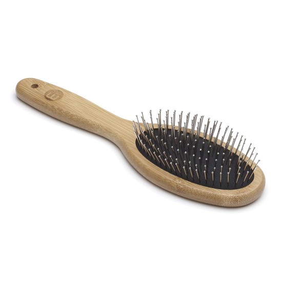 Mikki 6280012 Bamboo Brush with Ball Heads for Medium Length and Thick Coat, for Dogs and Cats, Made from Sustainable Bamboo. For the Care of Shaggy Fur, Small, S, 58 g, Brown Mikki 6280012 Bamboo Brush with Ball Heads for Medium Length and Thick Coat, for Dogs and Cats, Made from Sustainable Bamboo. For the Care of Shaggy Fur, Small, S, 58 g, Brown