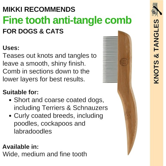 Mikki 6280022 Medium Bamboo Fur Detangler, for Medium and Long Coat, for Dogs and Cats, Made from Sustainable Bamboo, 48 g, Brown Mikki 6280022 Medium Bamboo Fur Detangler, for Medium and Long Coat, for Dogs and Cats, Made from Sustainable Bamboo, 48 g, Brown