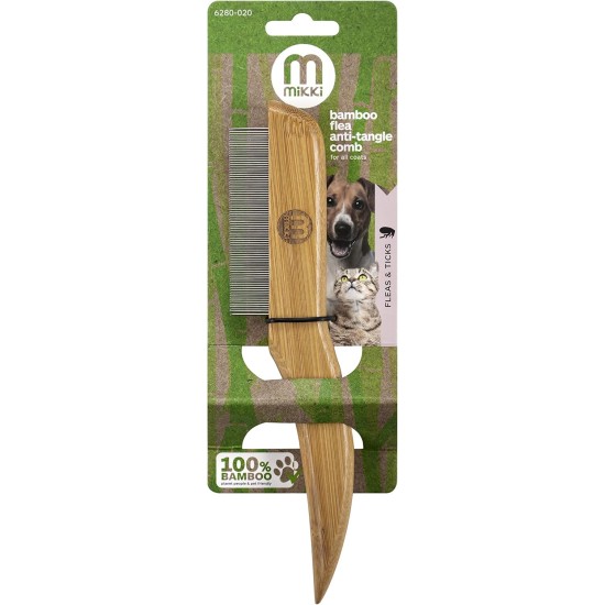 Mikki 6280022 Medium Bamboo Fur Detangler, for Medium and Long Coat, for Dogs and Cats, Made from Sustainable Bamboo, 48 g, Brown Mikki 6280022 Medium Bamboo Fur Detangler, for Medium and Long Coat, for Dogs and Cats, Made from Sustainable Bamboo, 48 g, Brown