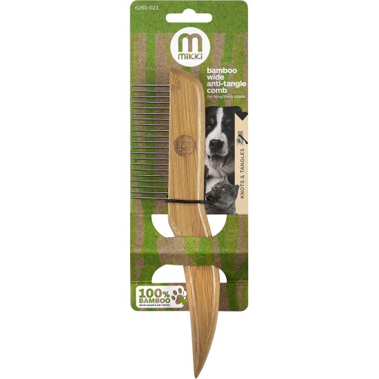 Mikki 6280022 Medium Bamboo Fur Detangler, for Medium and Long Coat, for Dogs and Cats, Made from Sustainable Bamboo, 48 g, Brown Mikki 6280022 Medium Bamboo Fur Detangler, for Medium and Long Coat, for Dogs and Cats, Made from Sustainable Bamboo, 48 g, Brown