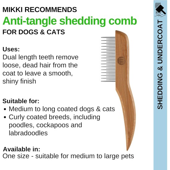 Mikki 6280022 Medium Bamboo Fur Detangler, for Medium and Long Coat, for Dogs and Cats, Made from Sustainable Bamboo, 48 g, Brown Mikki 6280022 Medium Bamboo Fur Detangler, for Medium and Long Coat, for Dogs and Cats, Made from Sustainable Bamboo, 48 g, Brown