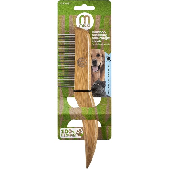 Mikki 6280022 Medium Bamboo Fur Detangler, for Medium and Long Coat, for Dogs and Cats, Made from Sustainable Bamboo, 48 g, Brown Mikki 6280022 Medium Bamboo Fur Detangler, for Medium and Long Coat, for Dogs and Cats, Made from Sustainable Bamboo, 48 g, Brown