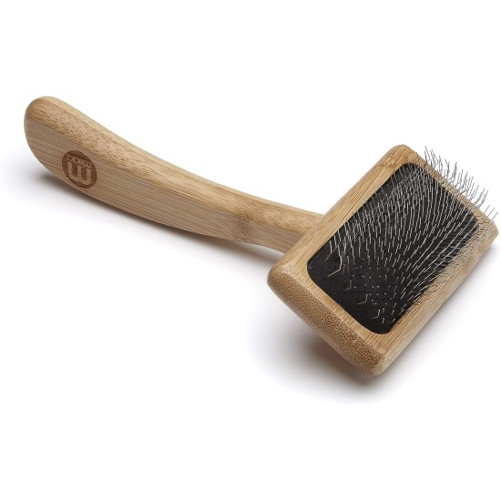 Mikki 6280031 Soft Bamboo Slicker Brush with Ball Heads for Medium/Long/Curly Coat, for Dogs and Cats, Made from Sustainable Bamboo, Small, S, 56 g Mikki 6280031 Soft Bamboo Slicker Brush with Ball Heads for Medium/Long/Curly Coat, for Dogs and Cats, Made from Sustainable Bamboo, Small, S, 56 g