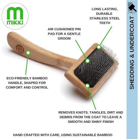 Mikki 6280031 Soft Bamboo Slicker Brush with Ball Heads for Medium/Long/Curly Coat, for Dogs and Cats, Made from Sustainable Bamboo, Small, S, 56 g Mikki 6280031 Soft Bamboo Slicker Brush with Ball Heads for Medium/Long/Curly Coat, for Dogs and Cats, Made from Sustainable Bamboo, Small, S, 56 g
