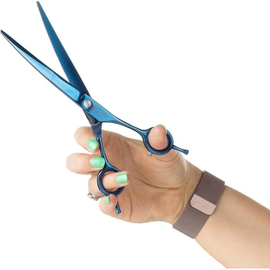 Mikki Doodle Dog Puppy Curved Shears for Trimming and Shaping Fur Sharp and Durable Semi-Convex Blade Adjustable Tension Screw for Control and Precision 7.5 Inch Mikki Doodle Dog Puppy Curved Shears for Trimming and Shaping Fur Sharp and Durable Semi-Convex Blade Adjustable Tension Screw for Control and Precision 7.5 Inch