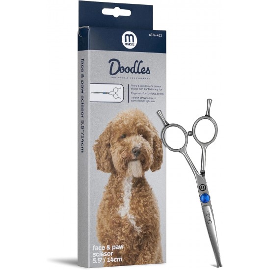 Mikki Doodle Dog Puppy Face and Paw Scissors Sharp and Durable Semi-Convex Blade Adjustable Tension Screw for Face and Precision Sensitive Areas 14cm Mikki Doodle Dog Puppy Face and Paw Scissors Sharp and Durable Semi-Convex Blade Adjustable Tension Screw for Face and Precision Sensitive Areas 14cm