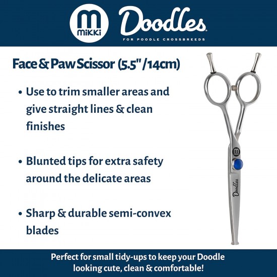 Mikki Doodle Dog Puppy Face and Paw Scissors Sharp and Durable Semi-Convex Blade Adjustable Tension Screw for Face and Precision Sensitive Areas 14cm Mikki Doodle Dog Puppy Face and Paw Scissors Sharp and Durable Semi-Convex Blade Adjustable Tension Screw for Face and Precision Sensitive Areas 14cm