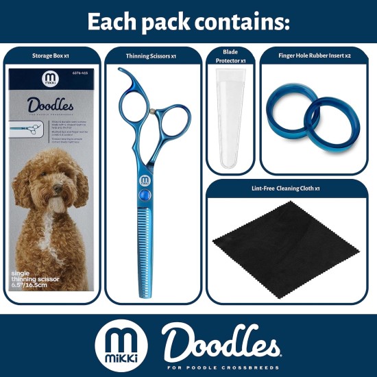 Mikki Doodle, Dog, Puppy, Thinning and Blending Scissors, Sharp and Durable Semi-Convex Blade, Blunt Safety Tips, Adjustable Tension Screw for Control and Precision 16.5 cm Mikki Doodle, Dog, Puppy, Thinning and Blending Scissors, Sharp and Durable Semi-Convex Blade, Blunt Safety Tips, Adjustable Tension Screw for Control and Precision 16.5 cm