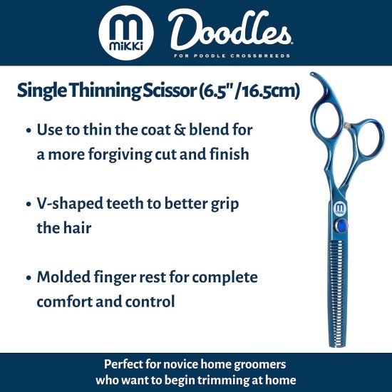 Mikki Doodle, Dog, Puppy, Thinning and Blending Scissors, Sharp and Durable Semi-Convex Blade, Blunt Safety Tips, Adjustable Tension Screw for Control and Precision 16.5 cm Mikki Doodle, Dog, Puppy, Thinning and Blending Scissors, Sharp and Durable Semi-Convex Blade, Blunt Safety Tips, Adjustable Tension Screw for Control and Precision 16.5 cm