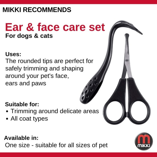 Mikki Ear and Face Care Set for All Coats with Ear and Face Scissors for Grooming Dogs and Cats Mikki Ear and Face Care Set for All Coats with Ear and Face Scissors for Grooming Dogs and Cats