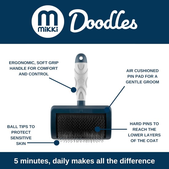 Mikki Slicker Brush for Smoothing Dog & Puppy Fur and Coat Changing Brush for Poodle Crosses such as Cockapoos, Labradoodles, Cavapoos, Maltipoos and Golden Doodles Mikki Slicker Brush for Smoothing Dog & Puppy Fur and Coat Changing Brush for Poodle Crosses such as Cockapoos, Labradoodles, Cavapoos, Maltipoos and Golden Doodles